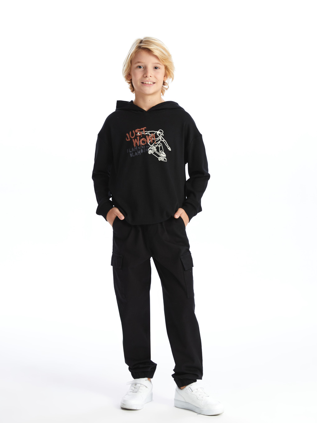 Elastic Waist Boys' Cargo Jogger Trousers-1