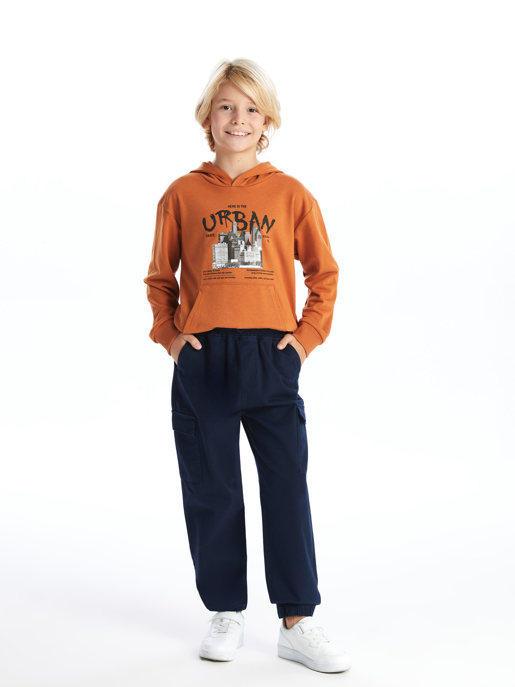 Elastic Waist Boys' Cargo Jogger Trousers-1
