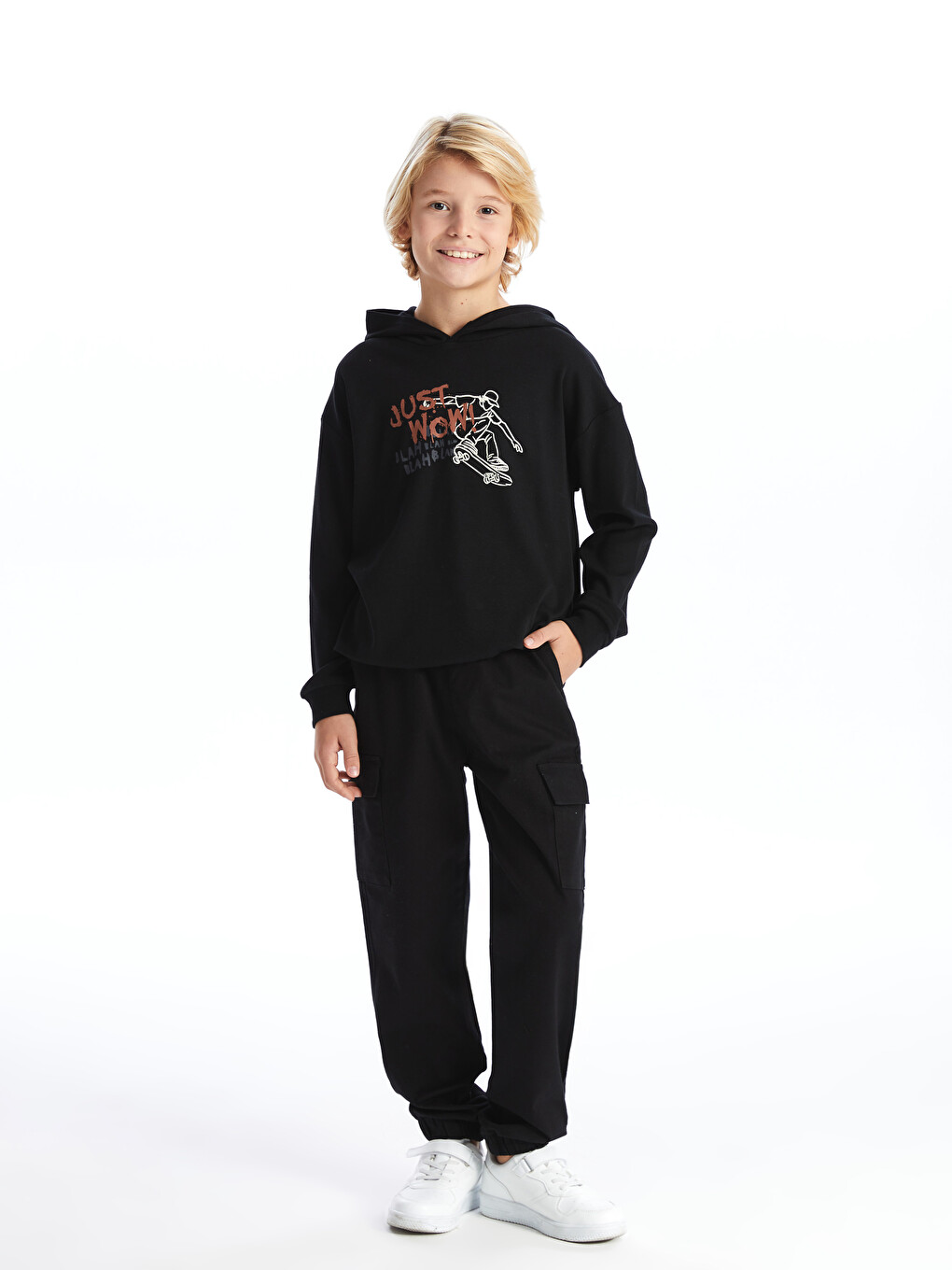 Elastic Waist Boys' Cargo Jogger Trousers-3