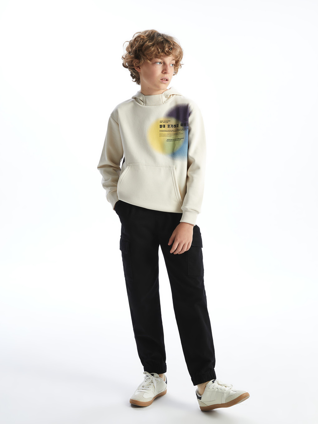 Elastic Waist Boys' Cargo Jogger Trousers-2