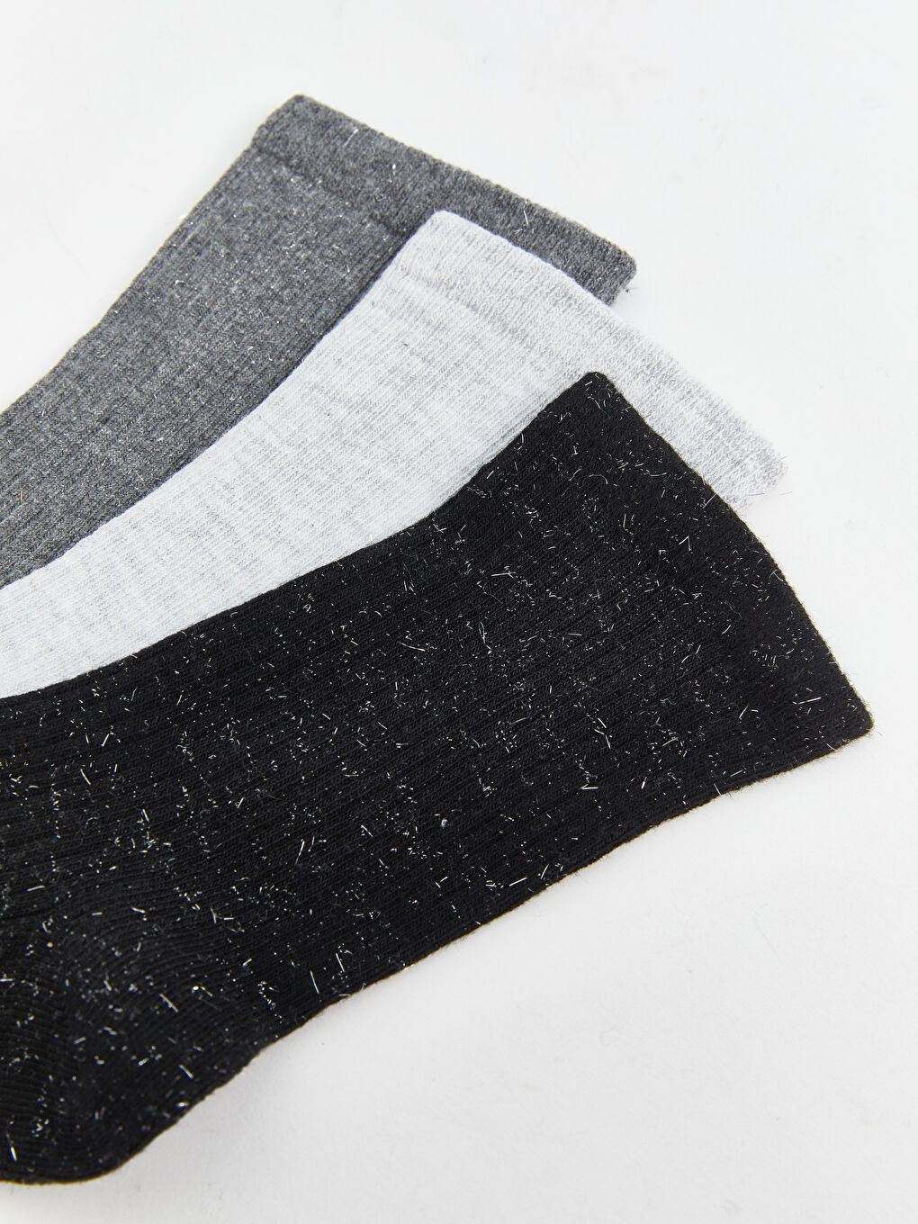 Siyah Kadın Düz Soket Çorap 3'lü-2