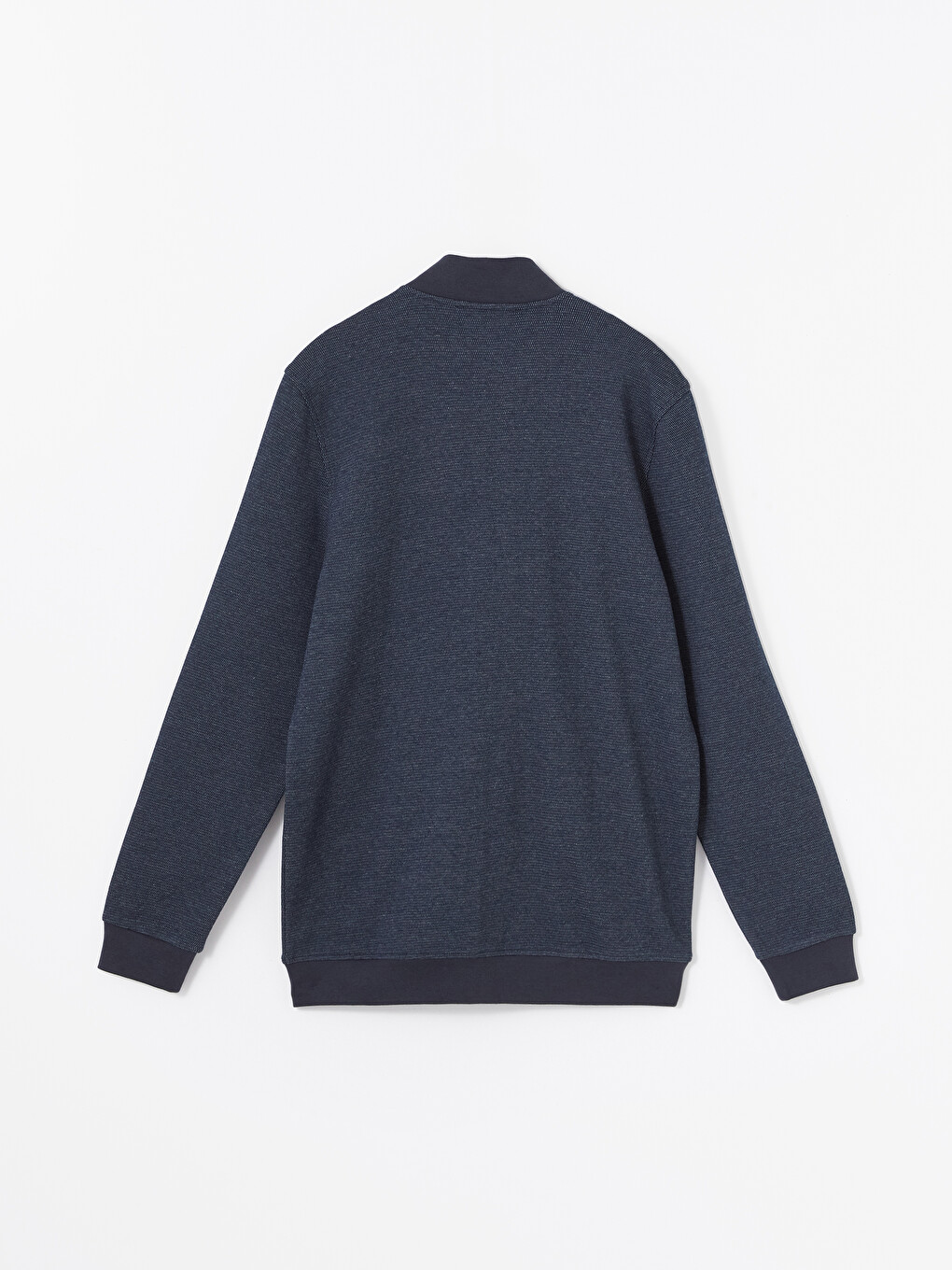 Lacivert Dik Yaka Uzun Kollu Erkek Fermuarlı Sweatshirt-6