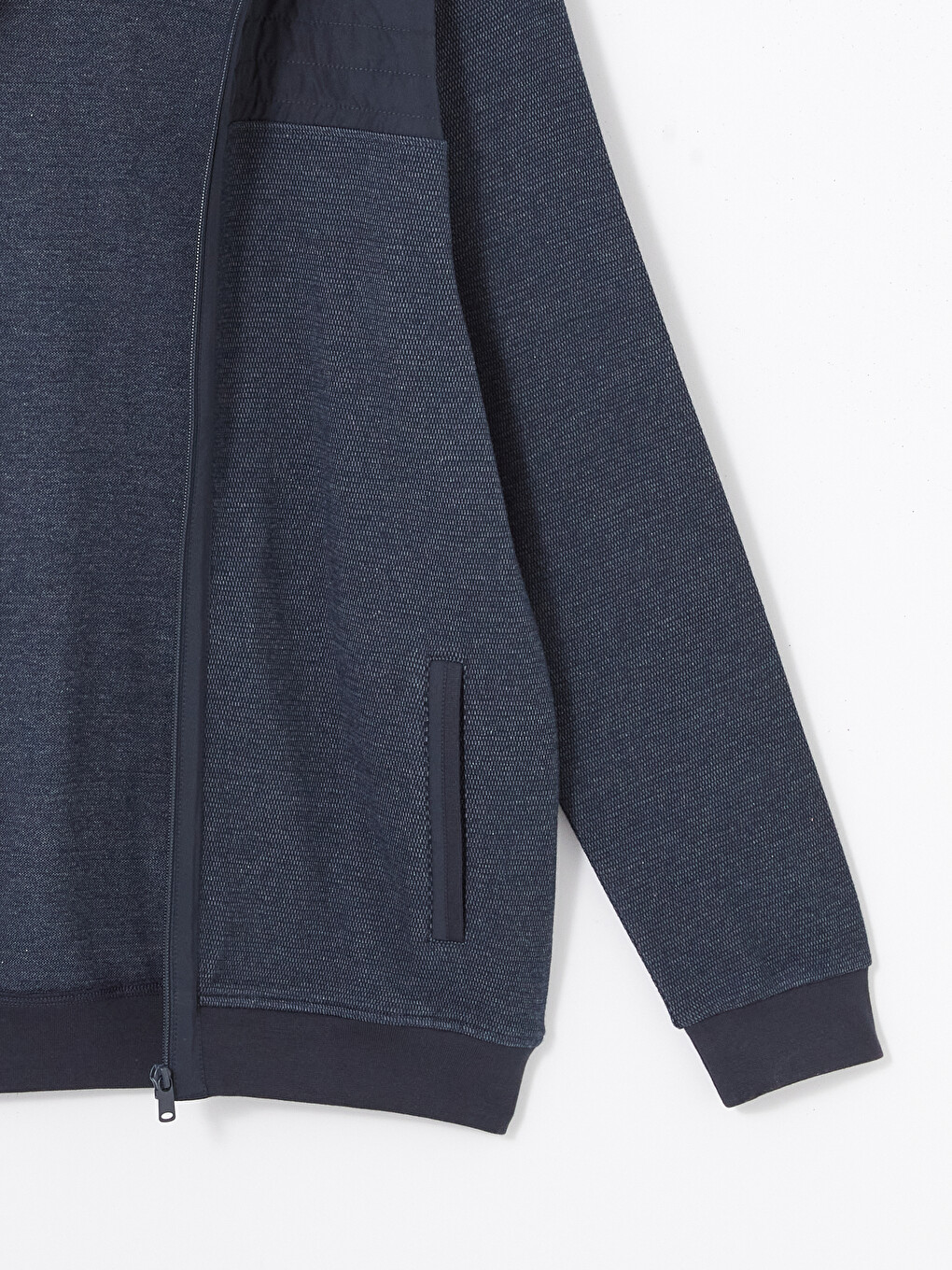 Lacivert Dik Yaka Uzun Kollu Erkek Fermuarlı Sweatshirt-7
