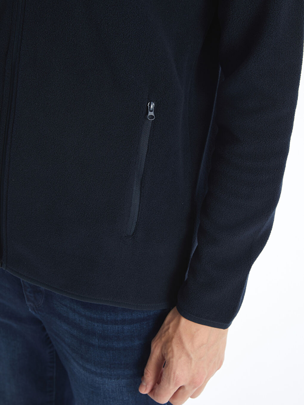 Cardigan Polar cu Mânecă Lungă și Guler Tip Pâlnie pentru Bărbați-2