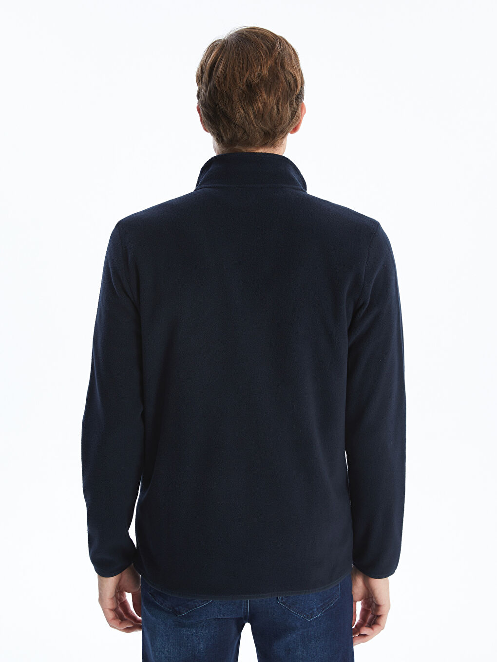 Cardigan Polar cu Mânecă Lungă și Guler Tip Pâlnie pentru Bărbați-3