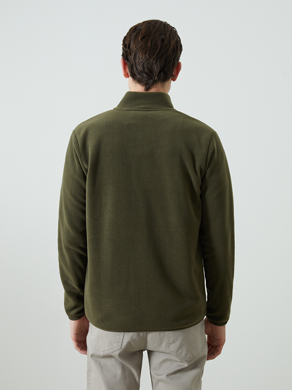 Funnel Neck Long Sleeve Men's Polar Cardigan-3