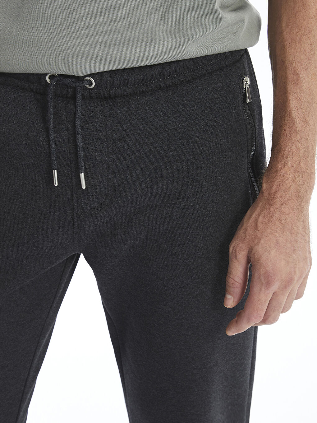 Antrasit Standart Kalıp Erkek Kalın Eşofman Altı-5