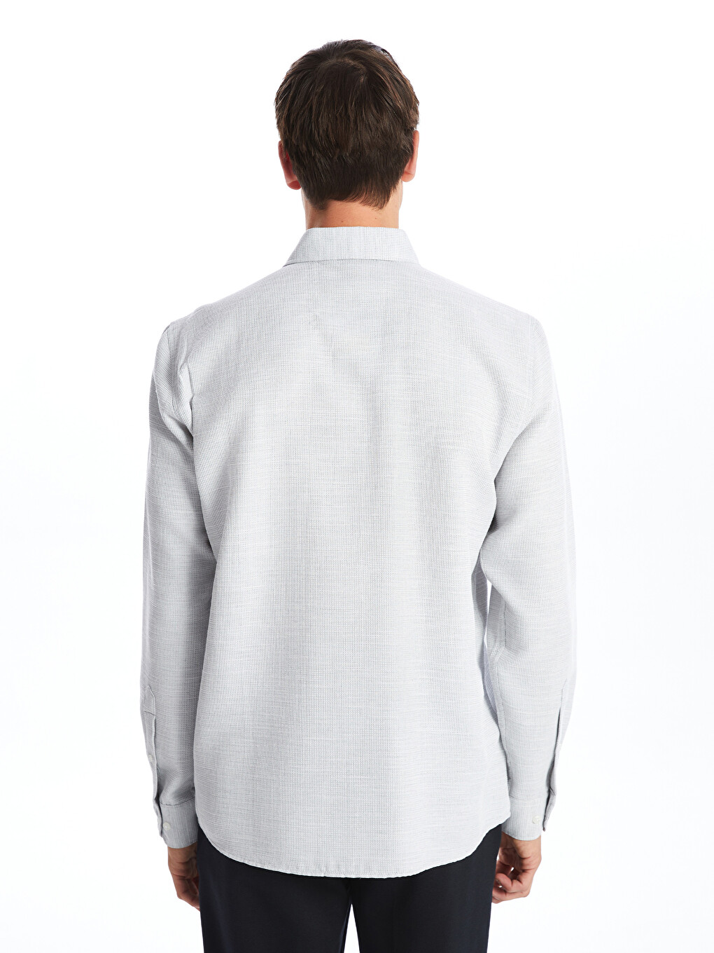 Slim Fit Uzun Kollu Armürlü Erkek Dokulu Gömlek-3