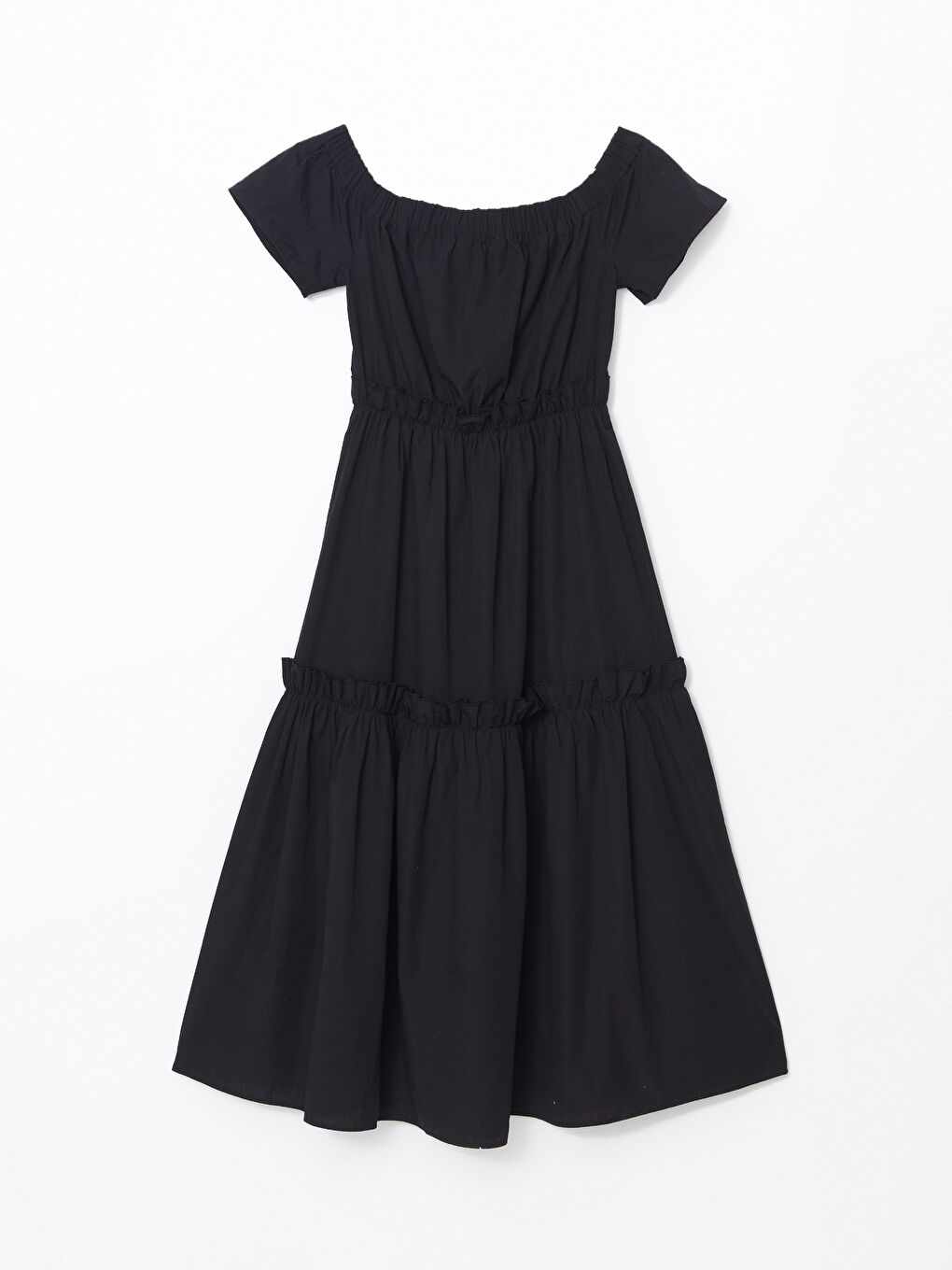 Slash Neck Plain Short Sleeve Dress-9