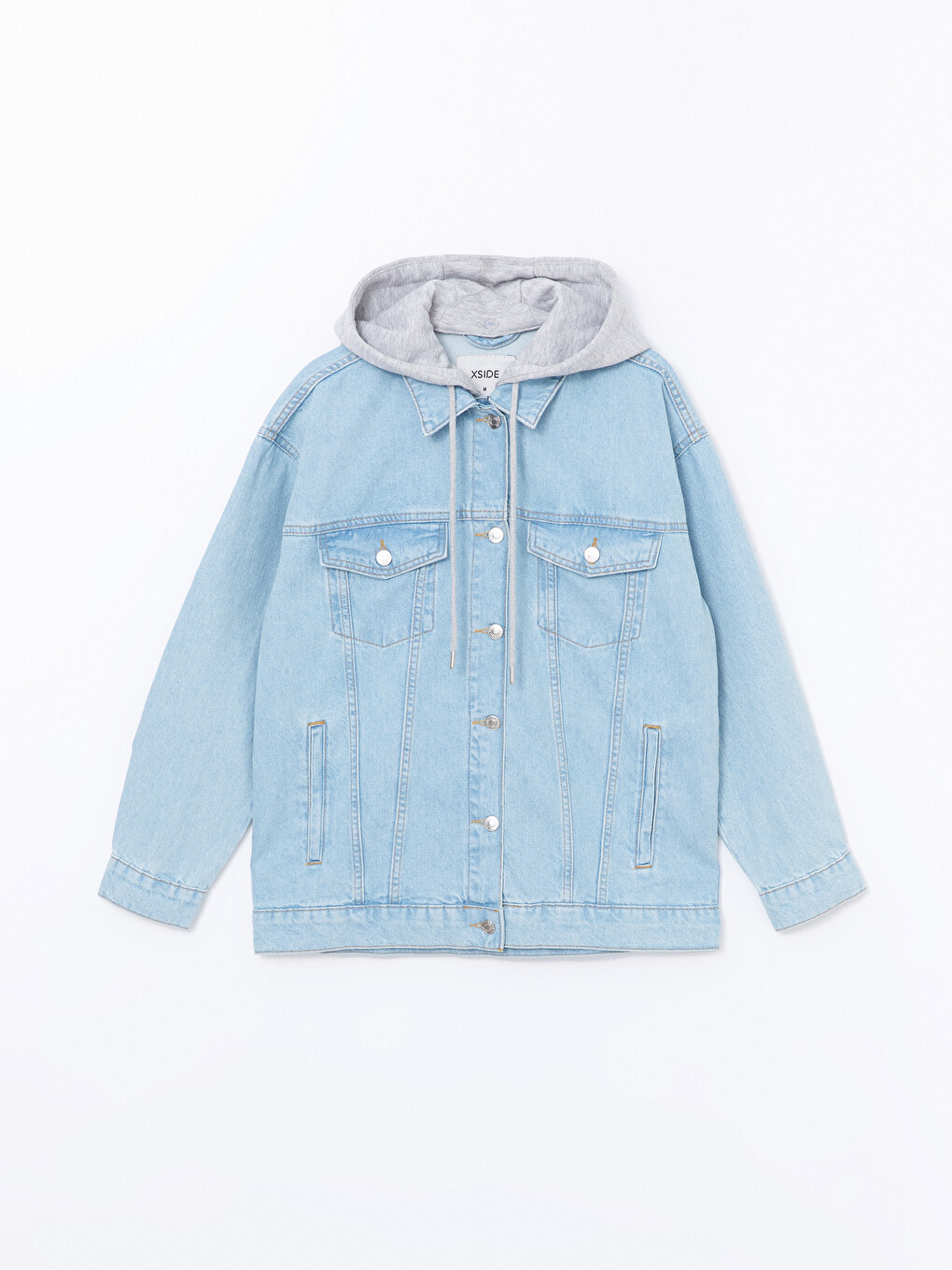 Hooded Oversize Women's Denim Jacket-4