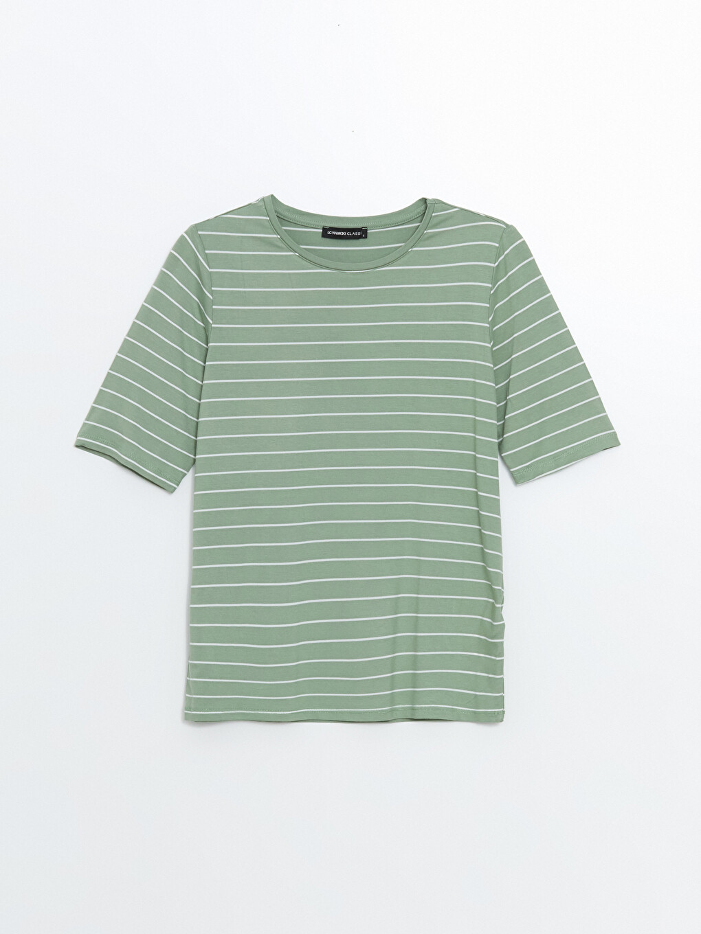 Crew Neck Striped Short Sleeve Women's T-shirt-4