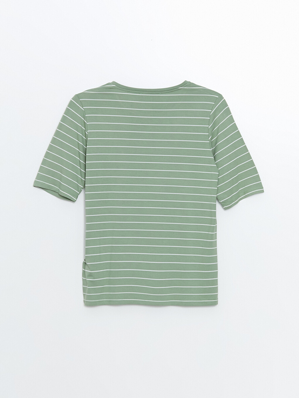 Crew Neck Striped Short Sleeve Women's T-shirt-5