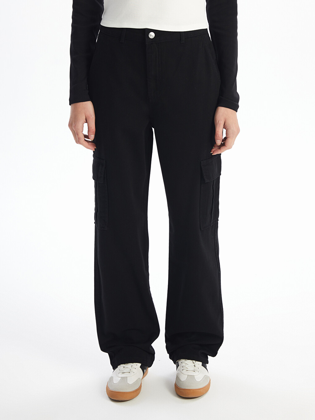 Standard Fit Gabardine Women's Cargo Trousers-1
