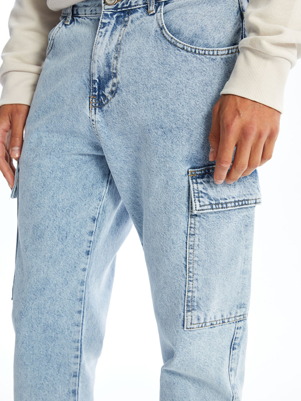 İndigo 700 Straight Fit Erkek Kargo Jean Pantolon-2