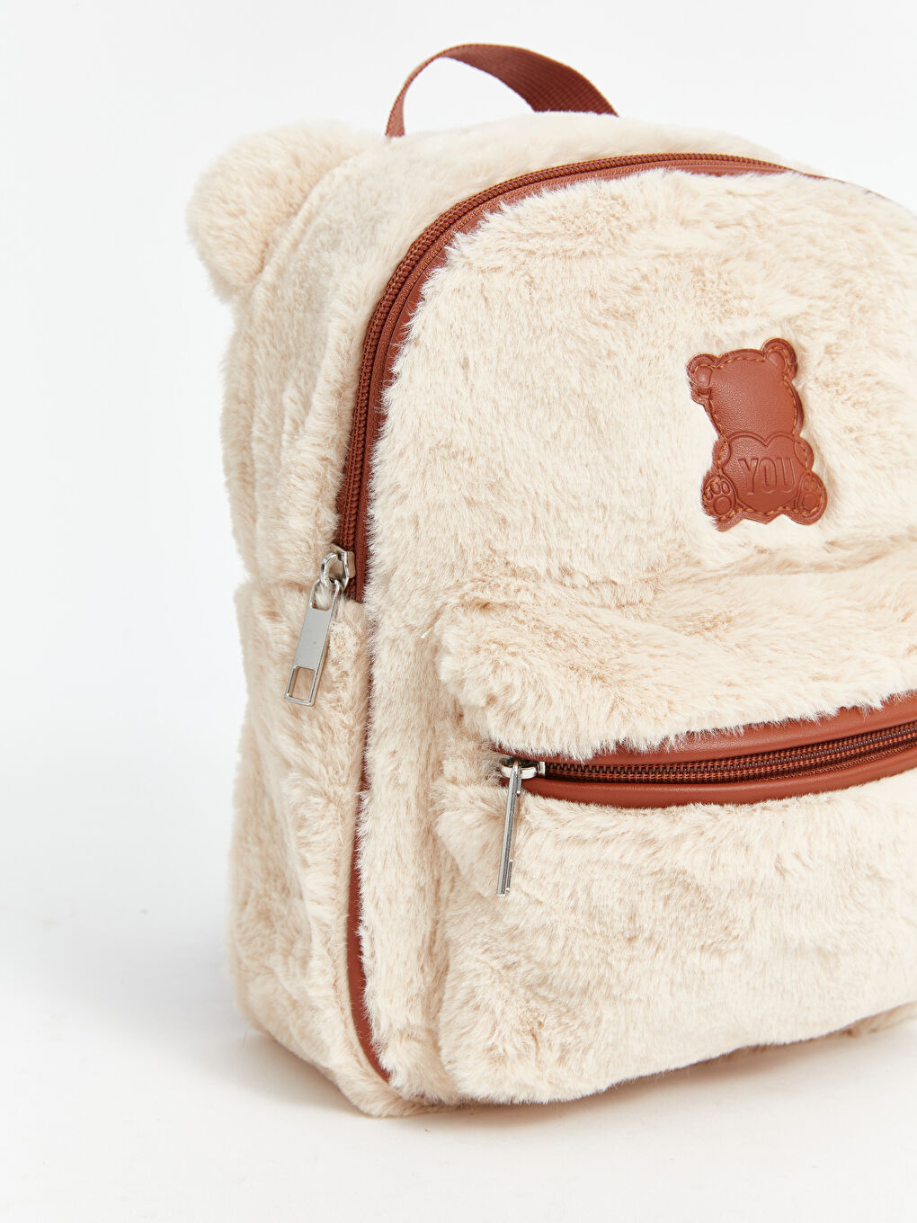 Bej Pelüş Kız Çocuk Sırt Çantası-1