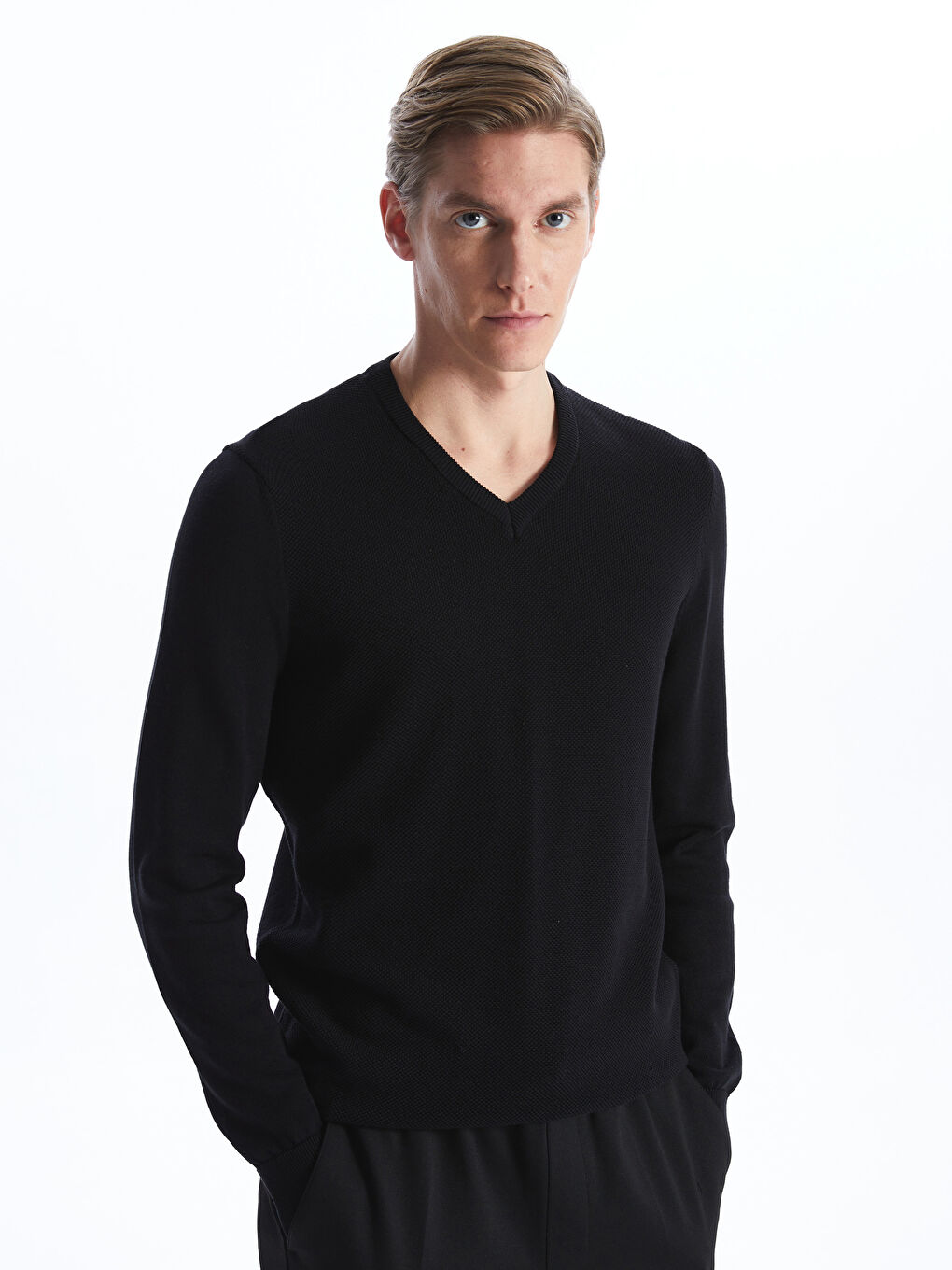 V Neck Long Sleeve Men's Knitwear Sweater -W40013Z8-CVL