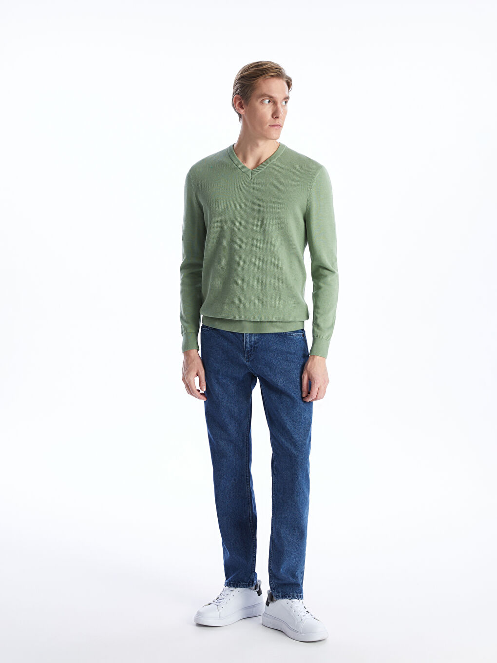 V Neck Long Sleeve Men's Knitwear Sweater -W40013Z8-GX7