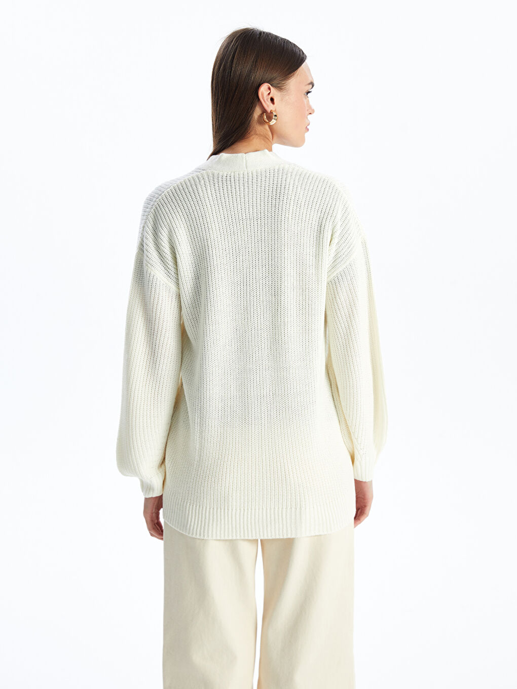 V Yaka Oversize Kadın Triko Hırka-4