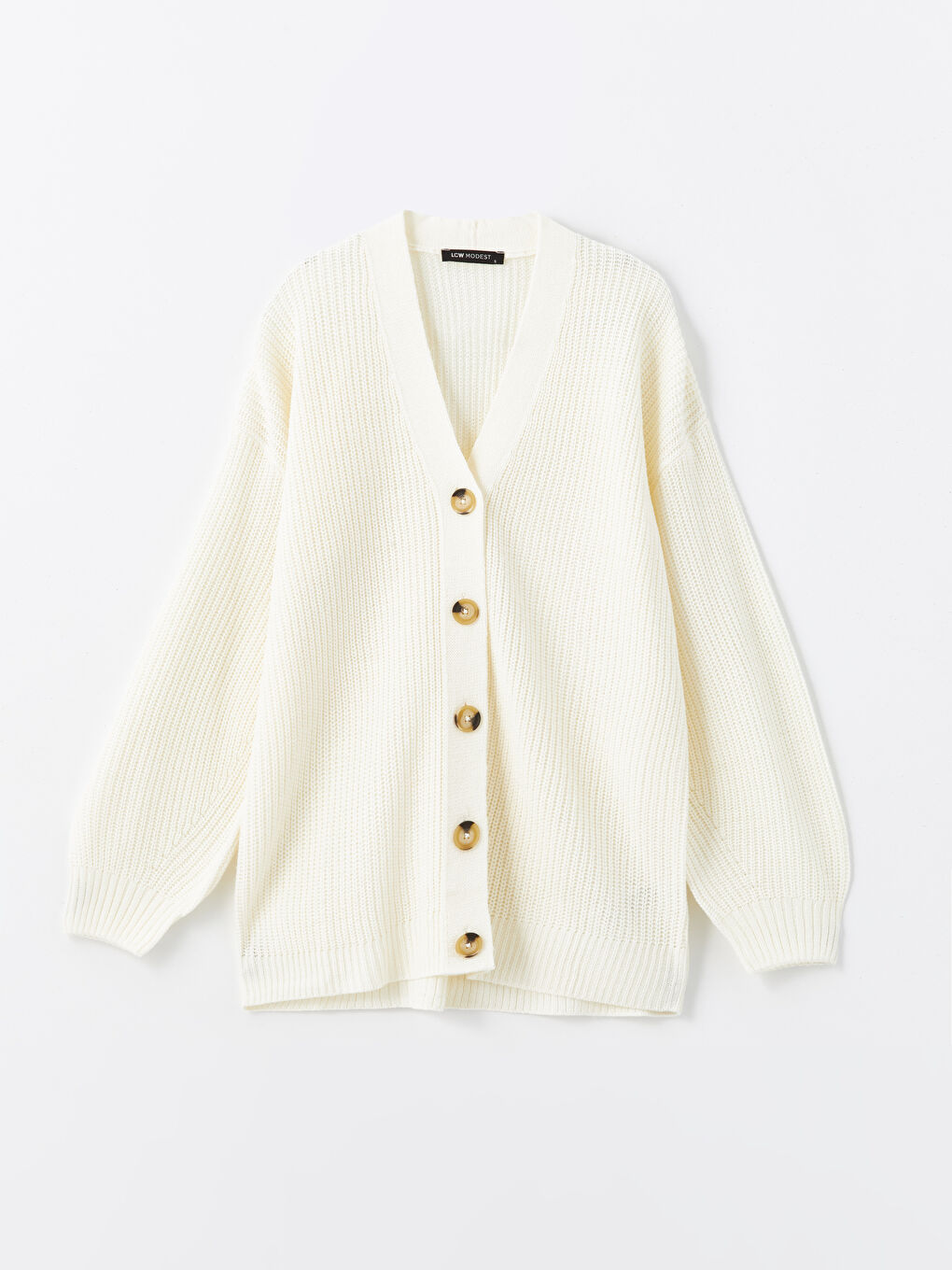 V Yaka Oversize Kadın Triko Hırka-5
