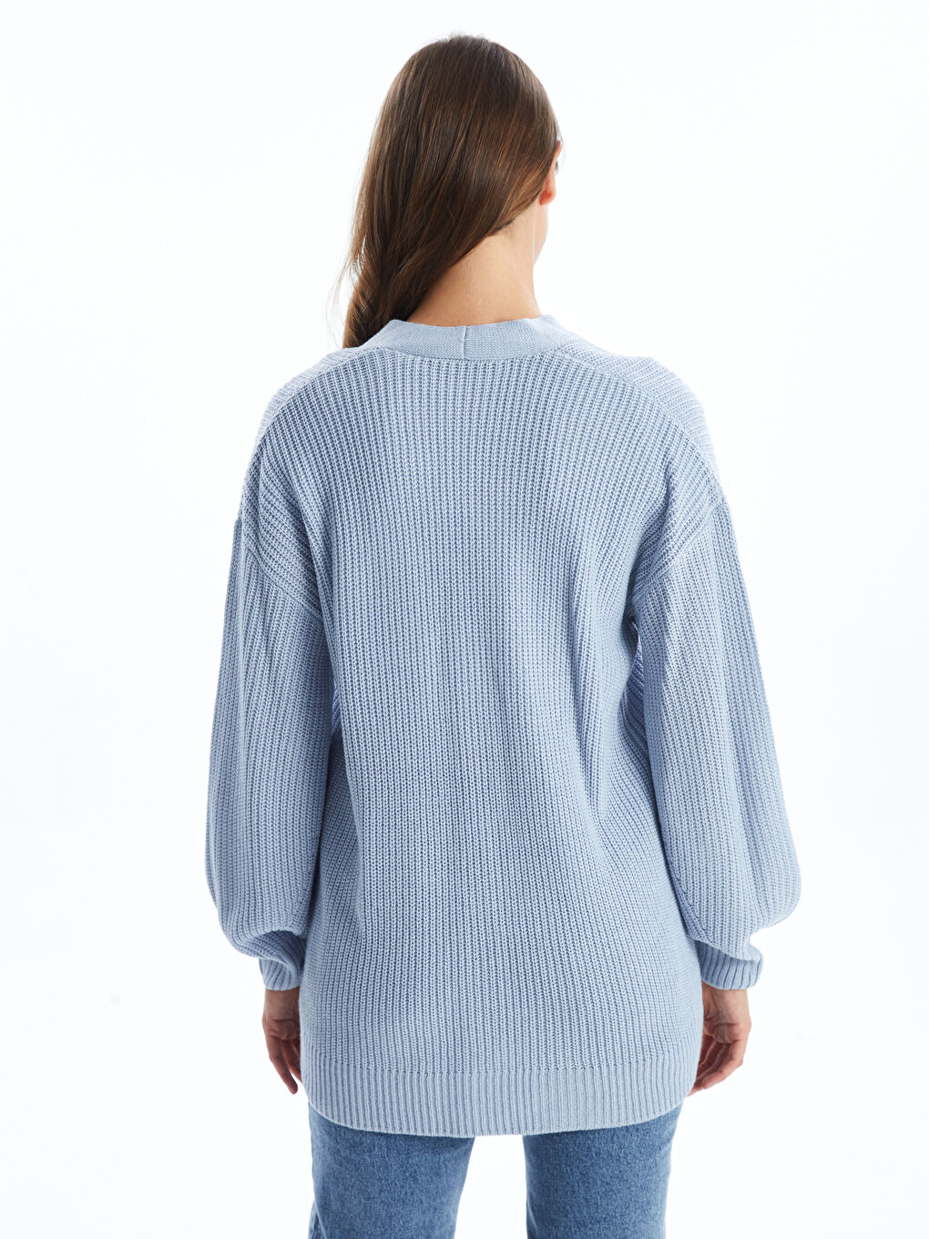 Кардиган из трикотажа с V-образным вырезом, оверсайз, для женщин-3