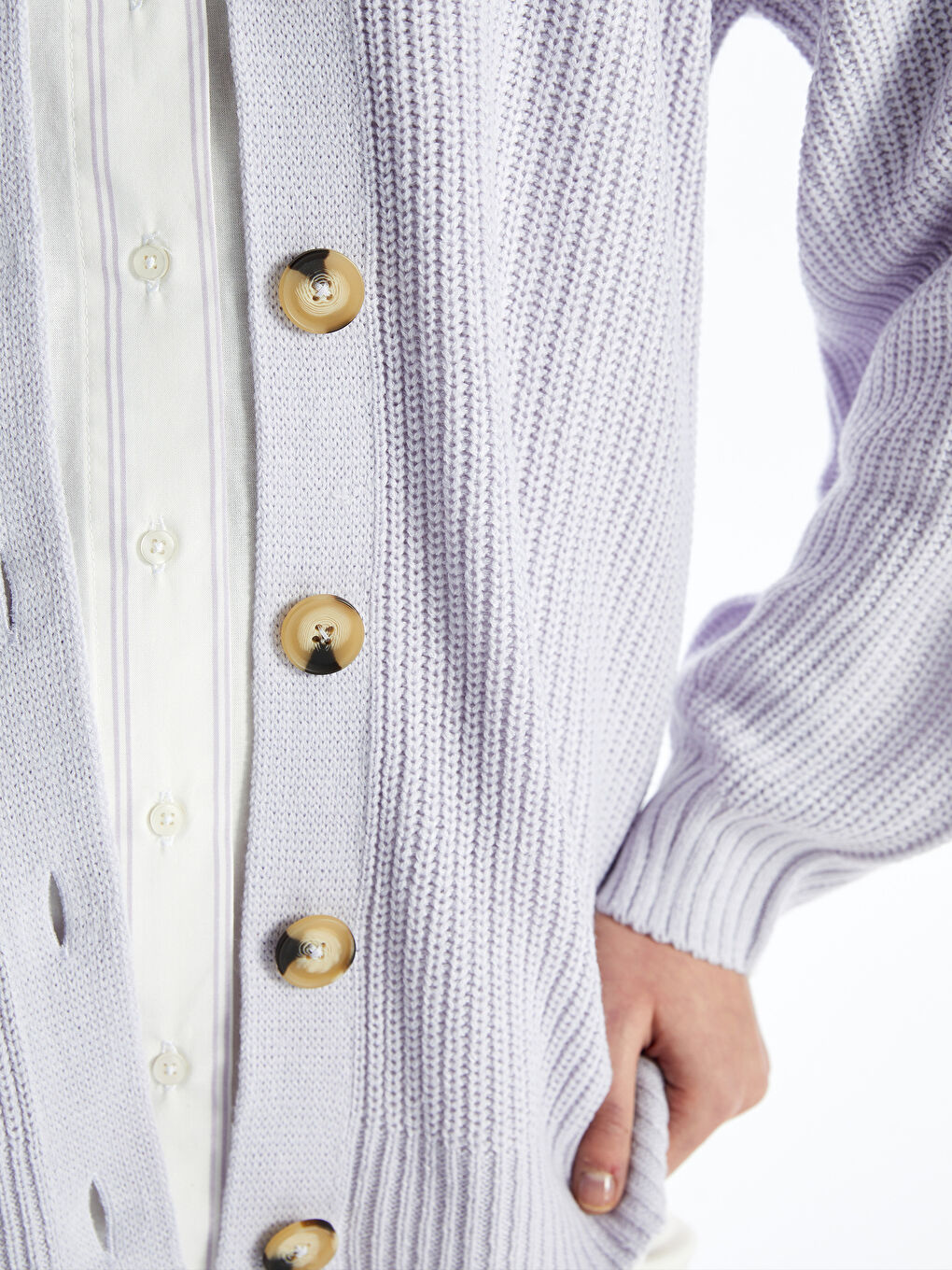 Cardigan en Tricot Oversize pour Femmes à Encolure en V-3