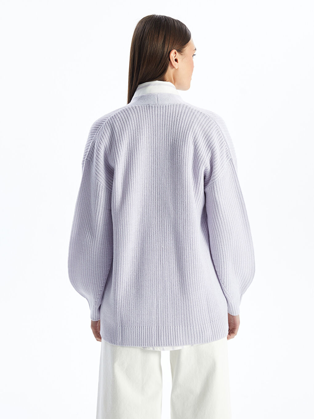 Cardigan en Tricot Oversize pour Femmes à Encolure en V-4