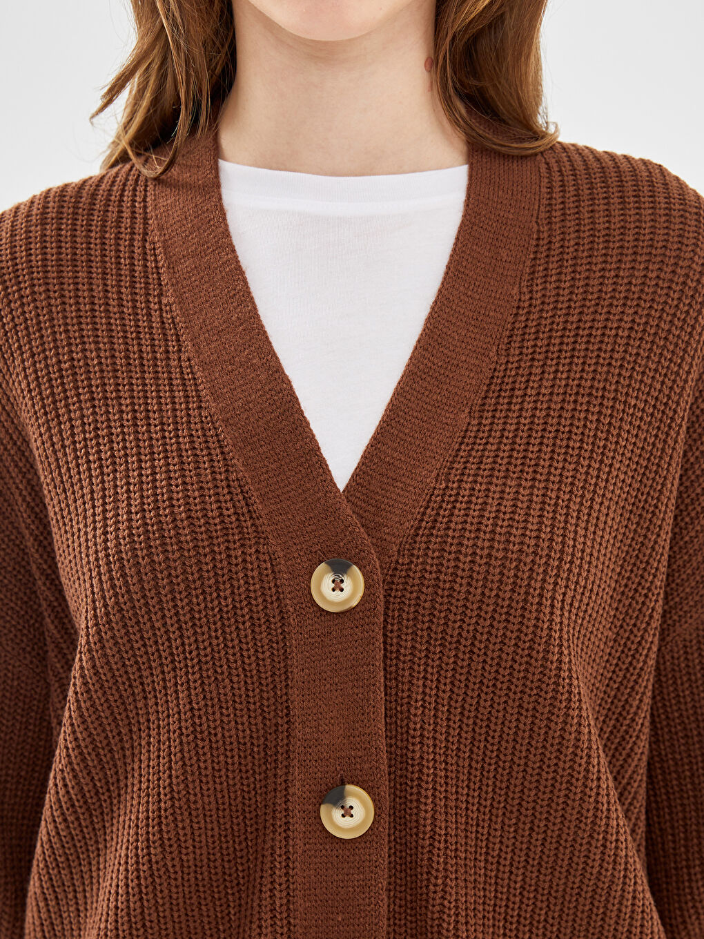 Cardigan en Tricot Oversize pour Femmes à Encolure en V-2
