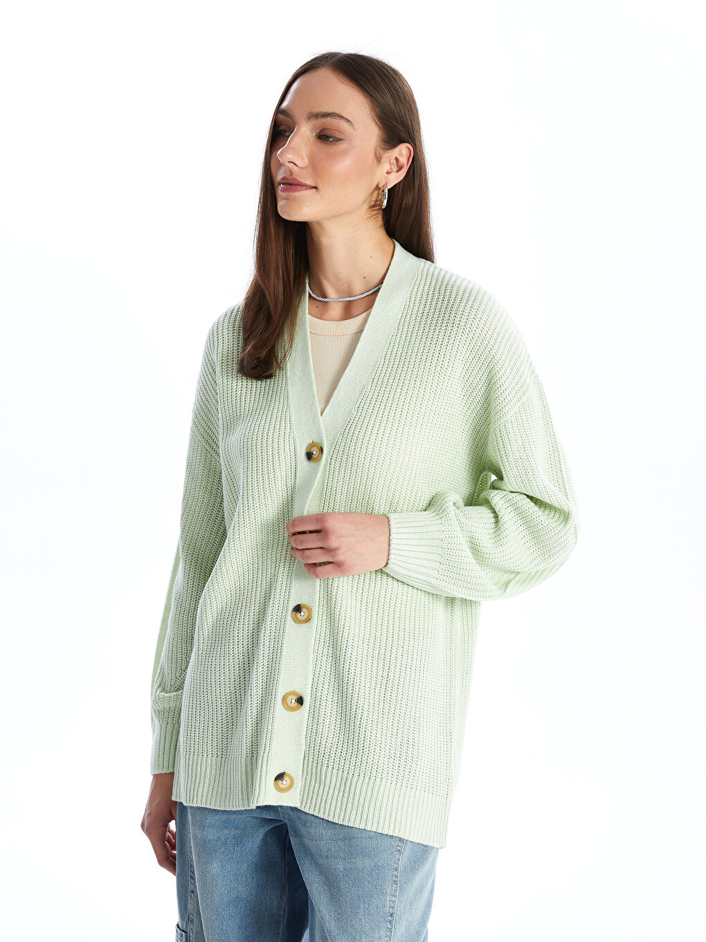 LCW Modest كارديجان بأكمام طويلة للنساء -W40025Z8-G8D