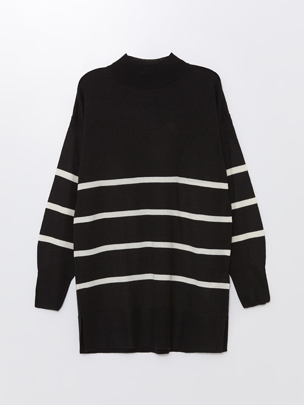 LCW Modest Half Turtleneck Striped Long Sleeve Women's Knitwear Tunic -W40028Z8-LEG