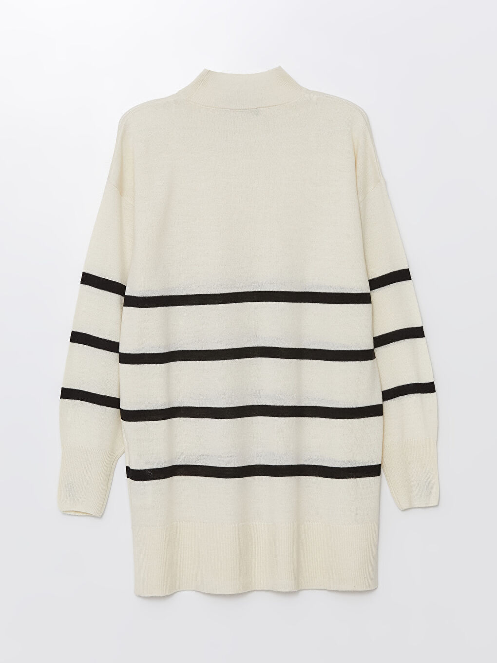 Half Turtleneck Striped Long Sleeve Women's Knitwear Tunic-5