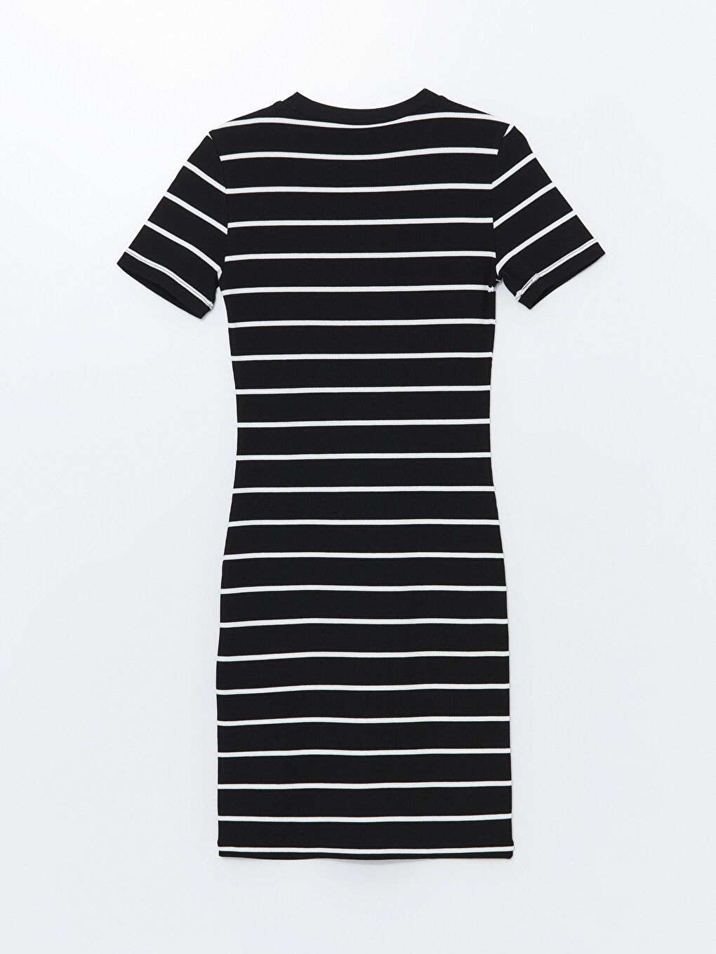 Crew Neck Striped Short Sleeve Women's Bodycon Dress -S4FL75Z8-LEG