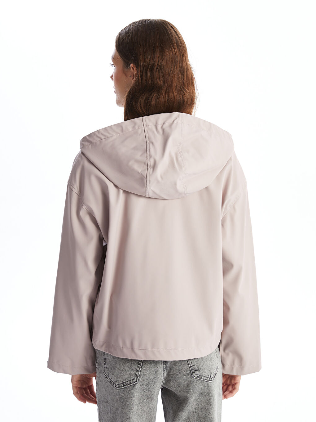 LCW Vision Women's Hooded Plain Raincoat -W40068Z8-SB5