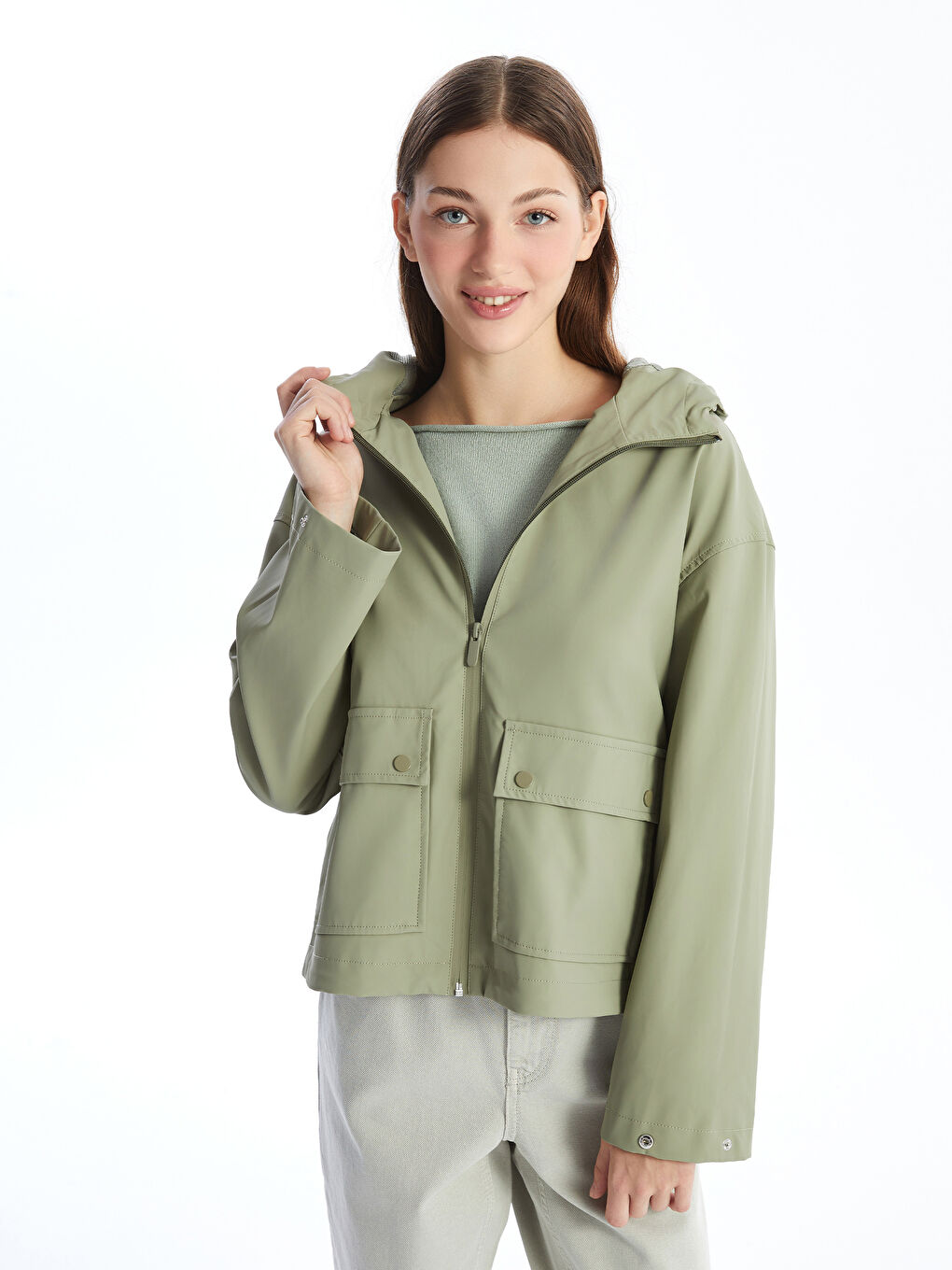 Women's Hooded Plain Raincoat