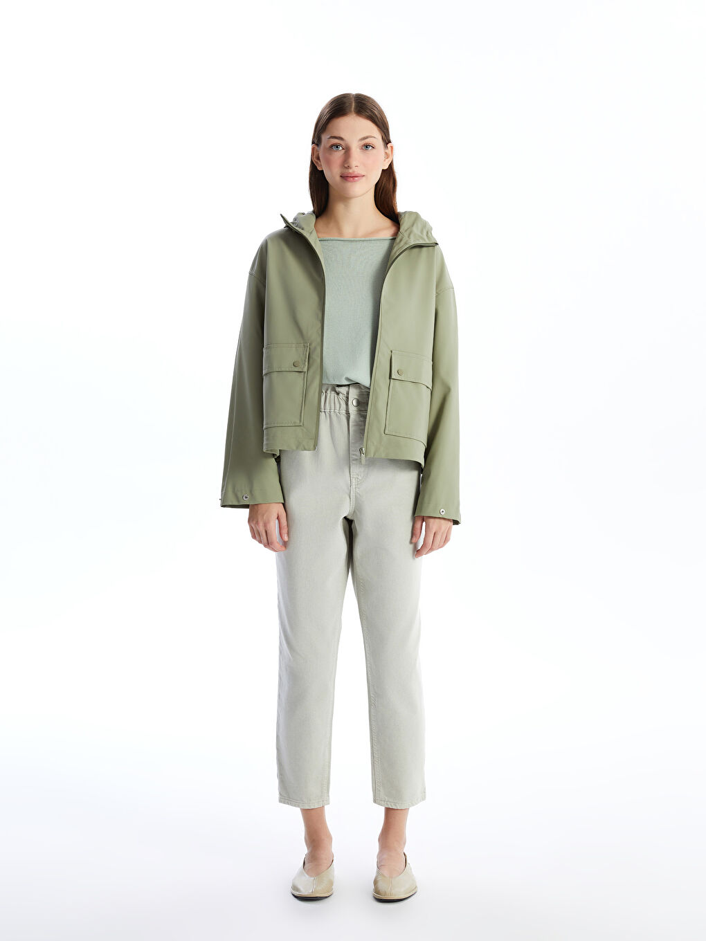 Women's Hooded Plain Raincoat-1