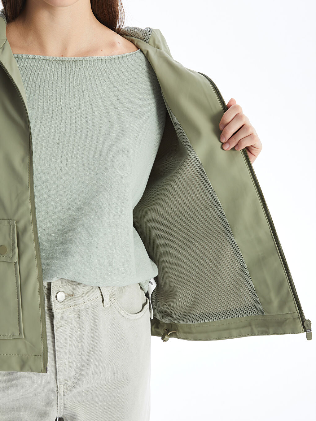 Women's Hooded Plain Raincoat-3