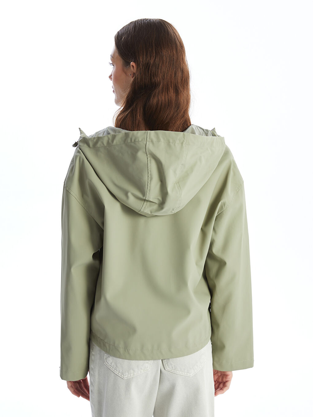 Women's Hooded Plain Raincoat-4