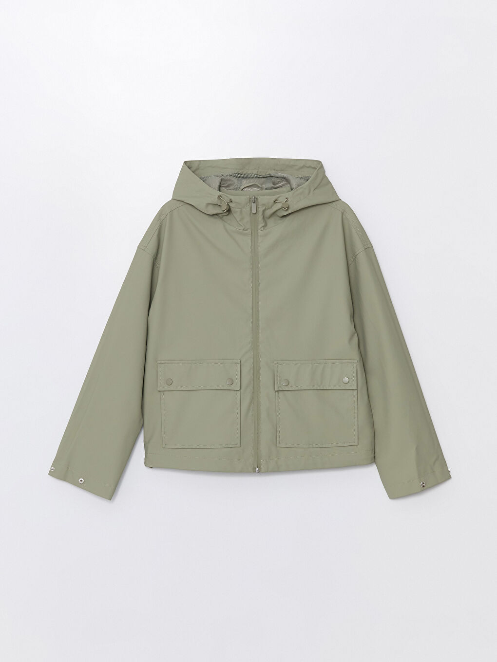 Women's Hooded Plain Raincoat-5