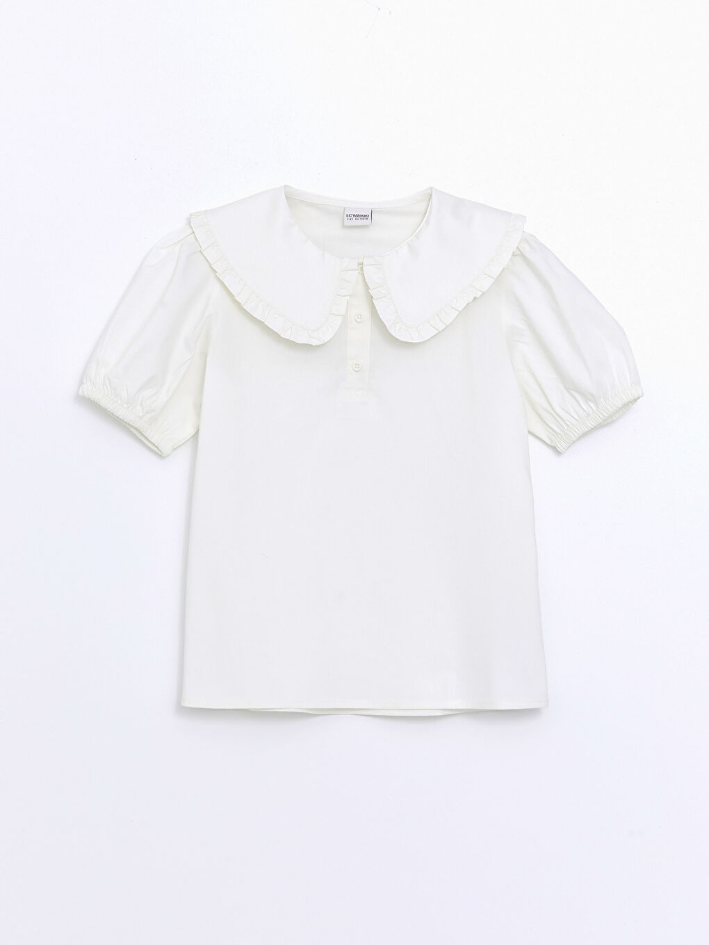 Peter Pan Collar Basic Short Sleeve Girls' Blouse -W40123Z4-R9J