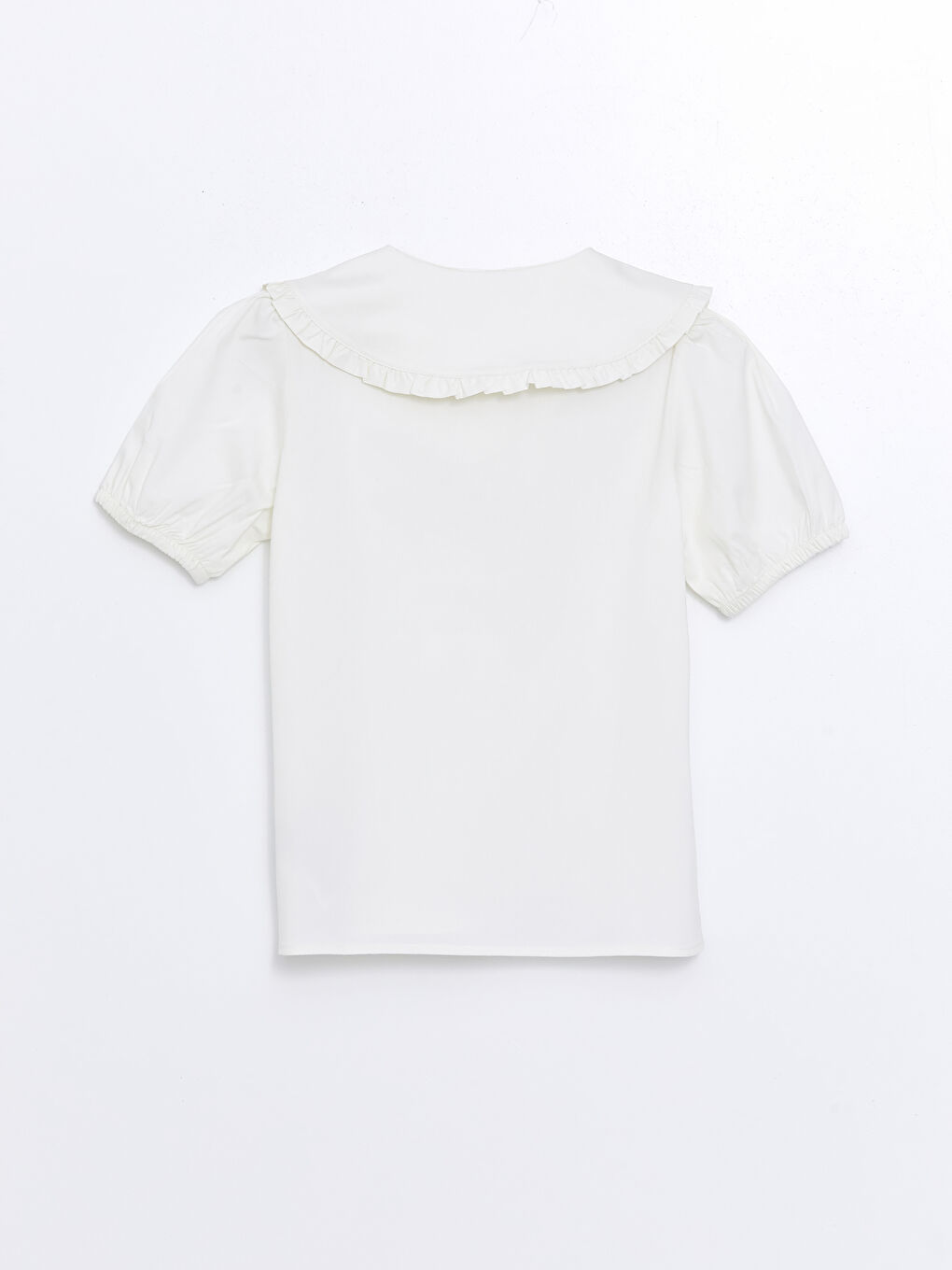 Peter Pan Collar Basic Short Sleeve Girls' Blouse -W40123Z4-R9J