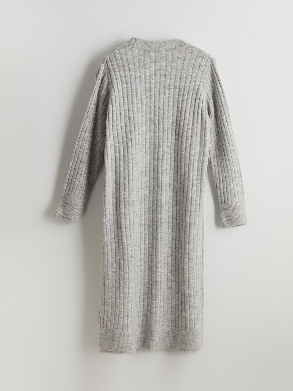 Gri Şal Yaka Oversize Kadın Triko Hırka-5