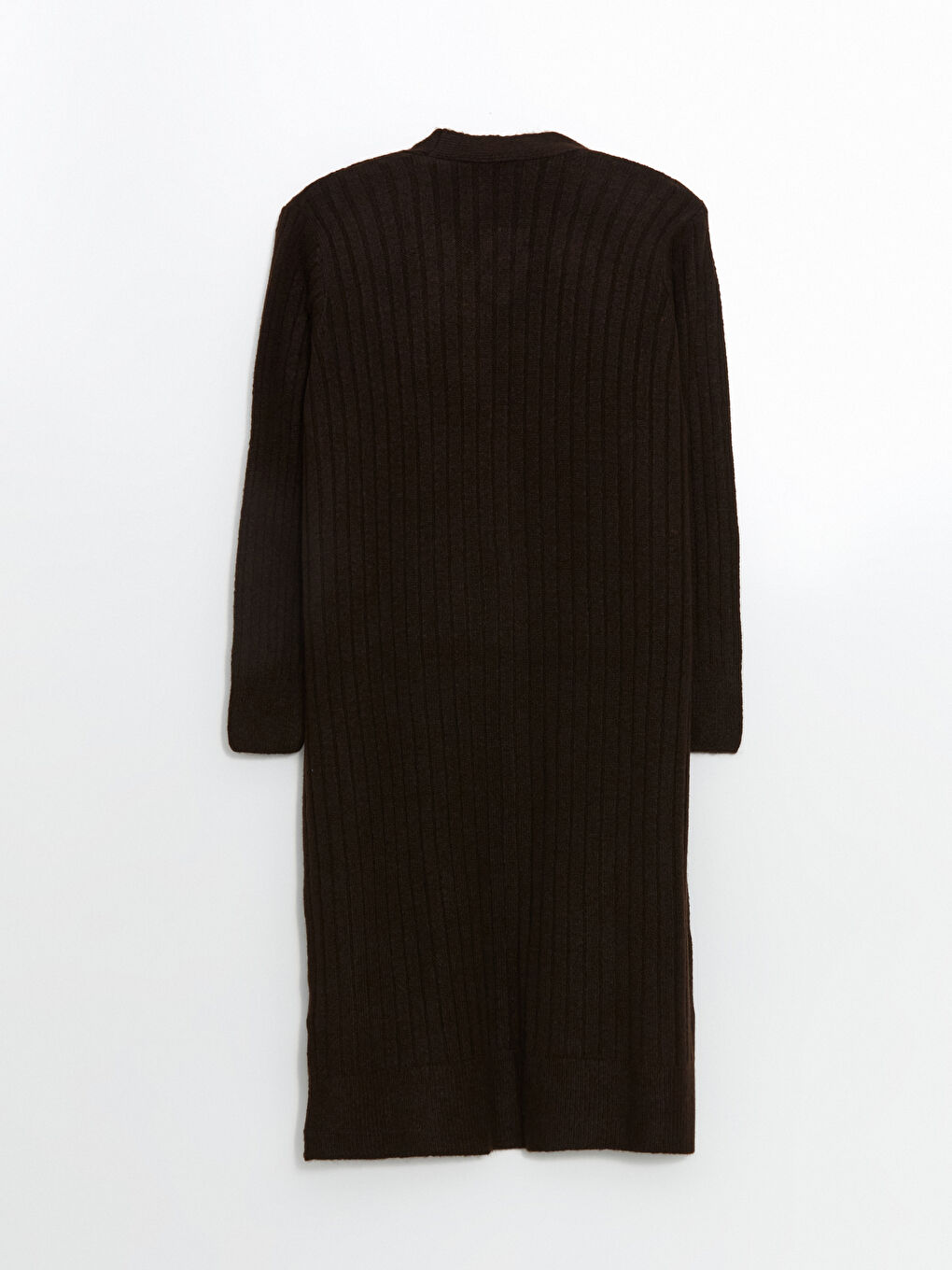 Kahverengi Şal Yaka Oversize Kadın Triko Hırka-5