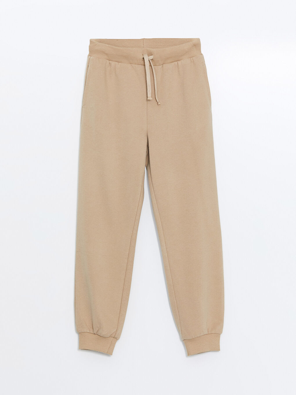 Bej Beli Lastikli Kız Çocuk Jogger Eşofman Altı