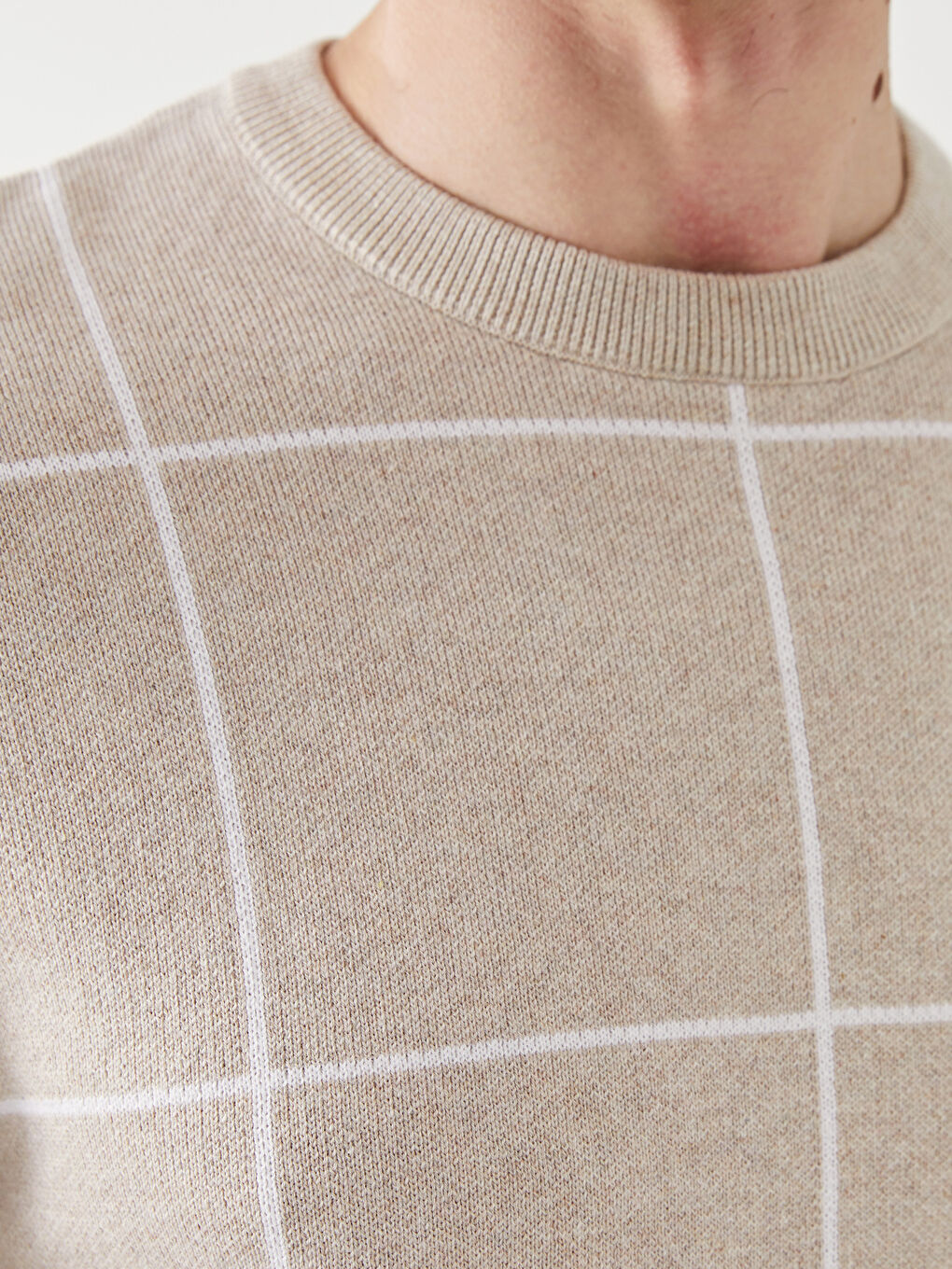 LCW Vision Crew Neck Long Sleeve Plaid Men's Knitwear Sweater -W40190Z8-HZZ