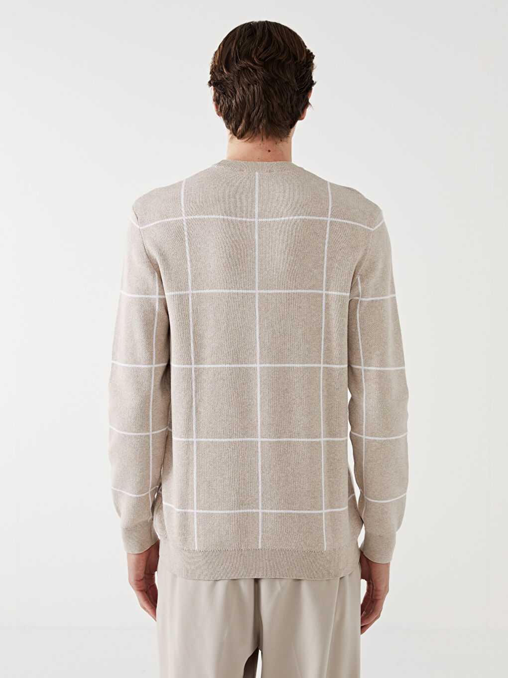 LCW Vision Crew Neck Long Sleeve Plaid Men's Knitwear Sweater -W40190Z8-HZZ