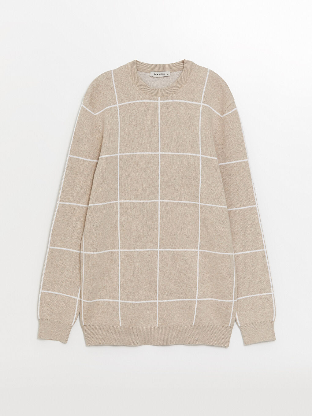 LCW Vision Crew Neck Long Sleeve Plaid Men's Knitwear Sweater -W40190Z8-HZZ
