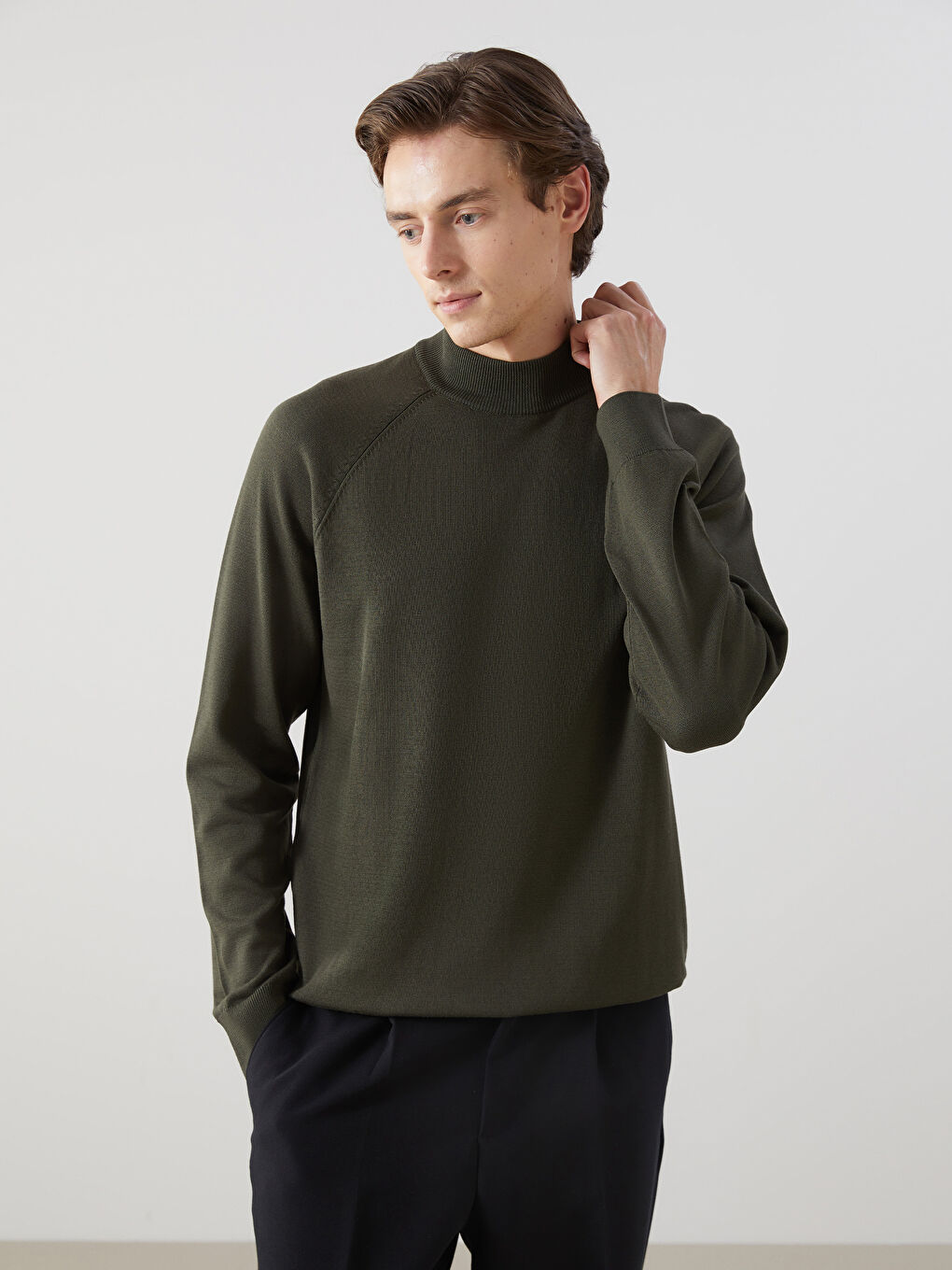 Half Turtleneck Long Sleeve Men's Tricot Sweater -W40191Z8-J2L