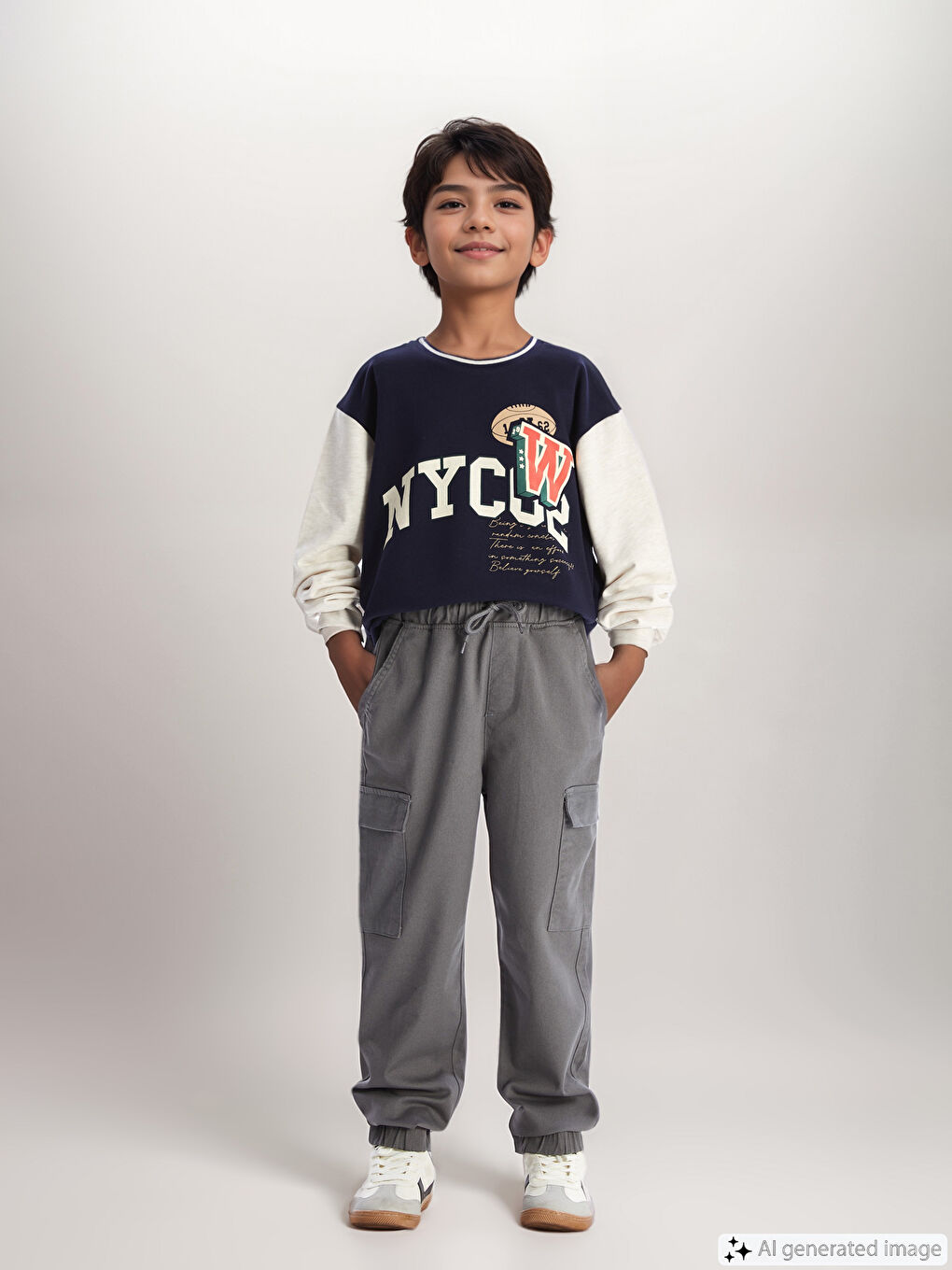 LCW Kids Koyu Gri Beli Lastikli Erkek Çocuk Kargo Jogger Pantolon