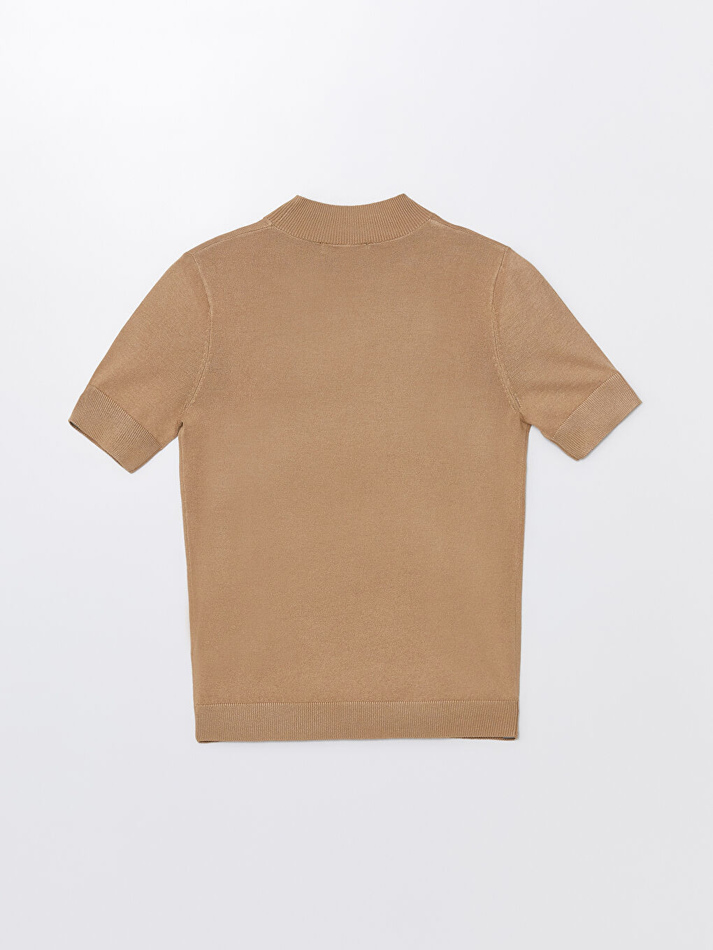 Funnel Neck Plain Short Sleeve Women's Knitwear Sweater-5