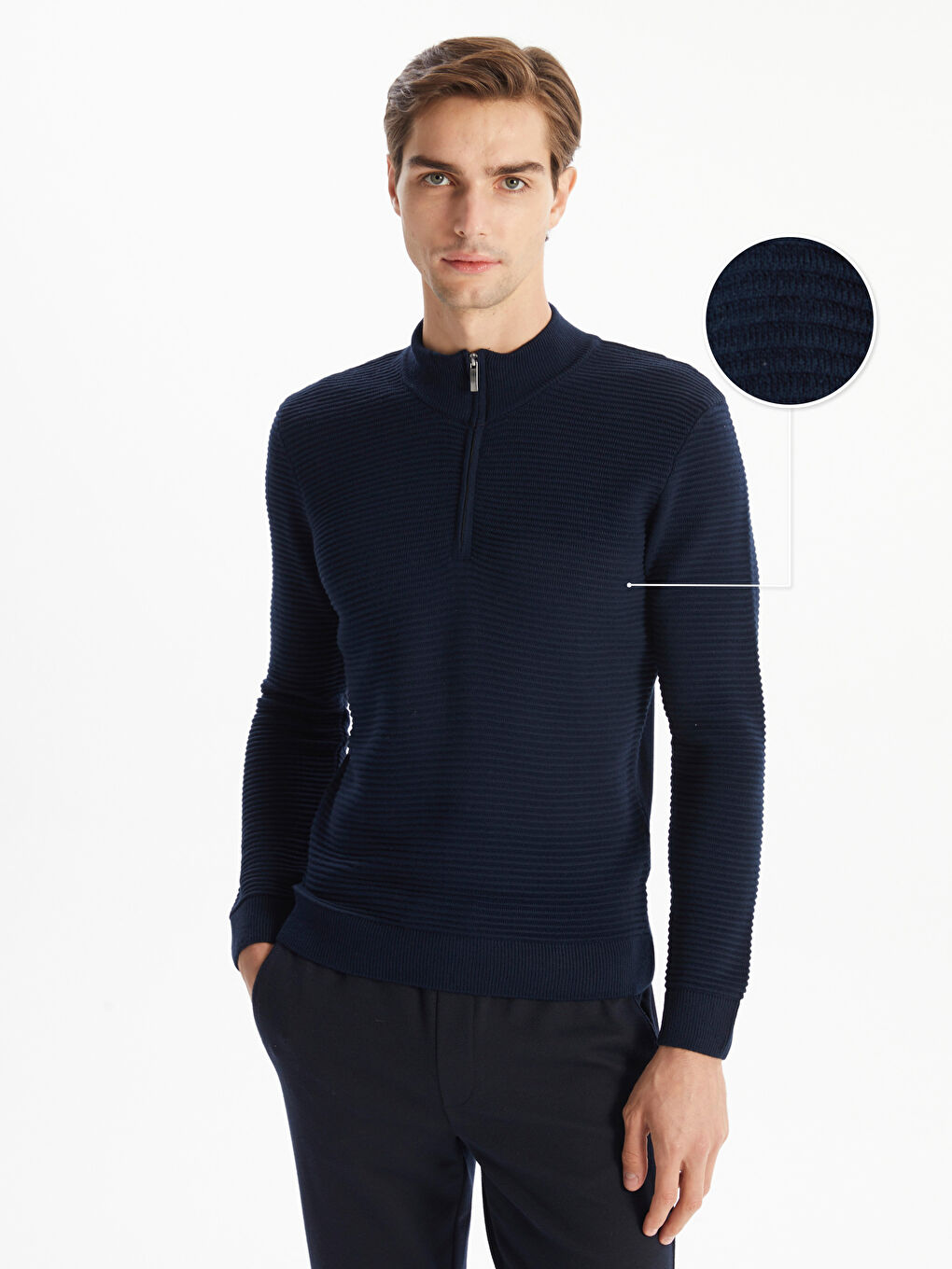 LCW Vision Funnel Neck Long Sleeve Men's Knitwear Sweater -W40327Z8-RFH