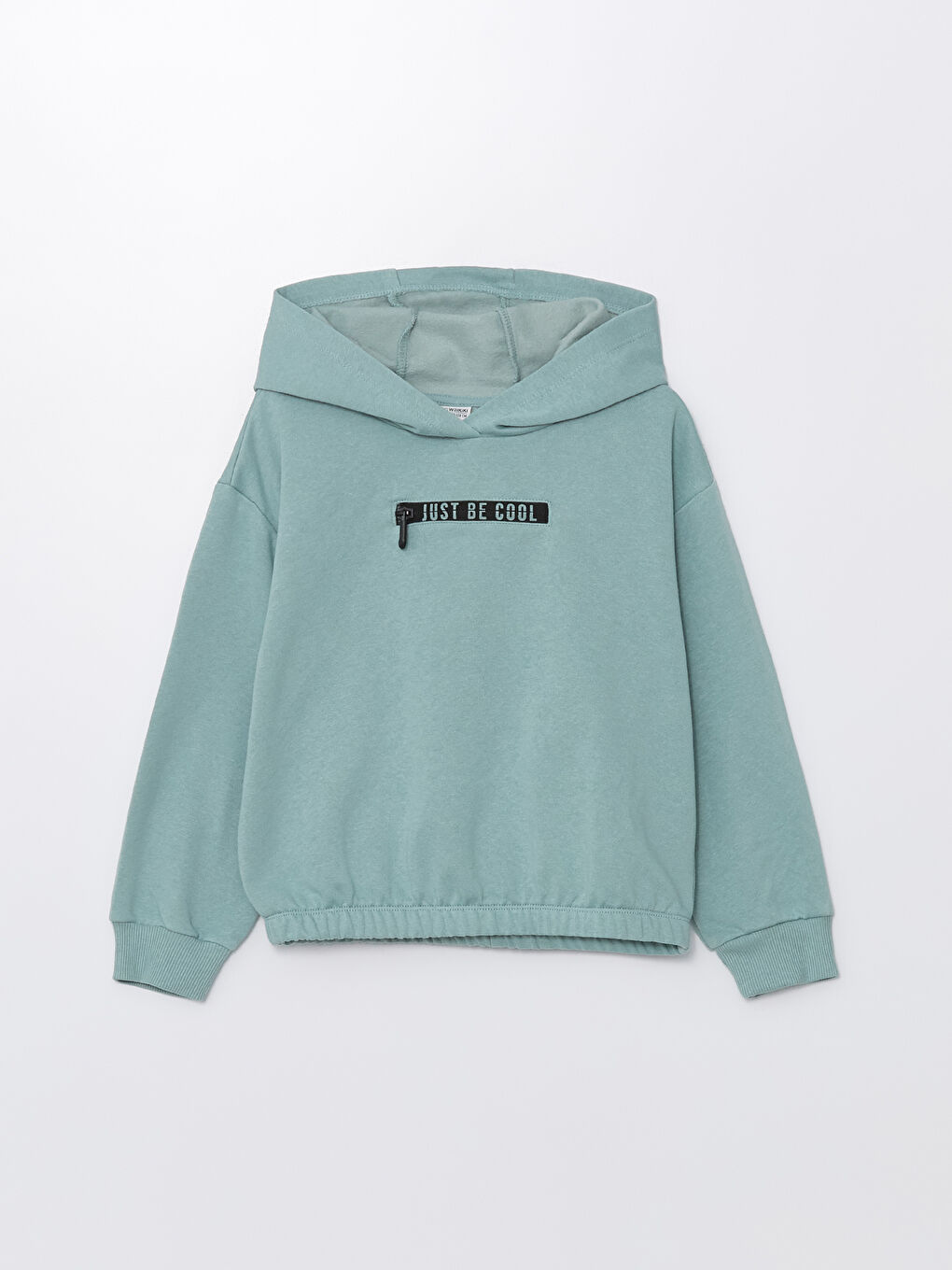 LCW Kids Mat Yeşil Kapüşonlu Baskılı Uzun Kollu Kız Çocuk Sweatshirt